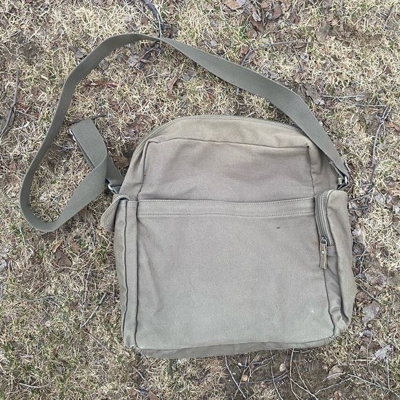J. Crew Messenger Khaki Brown Canvas Crossbody Laptop Bag - Picture 1 of 9